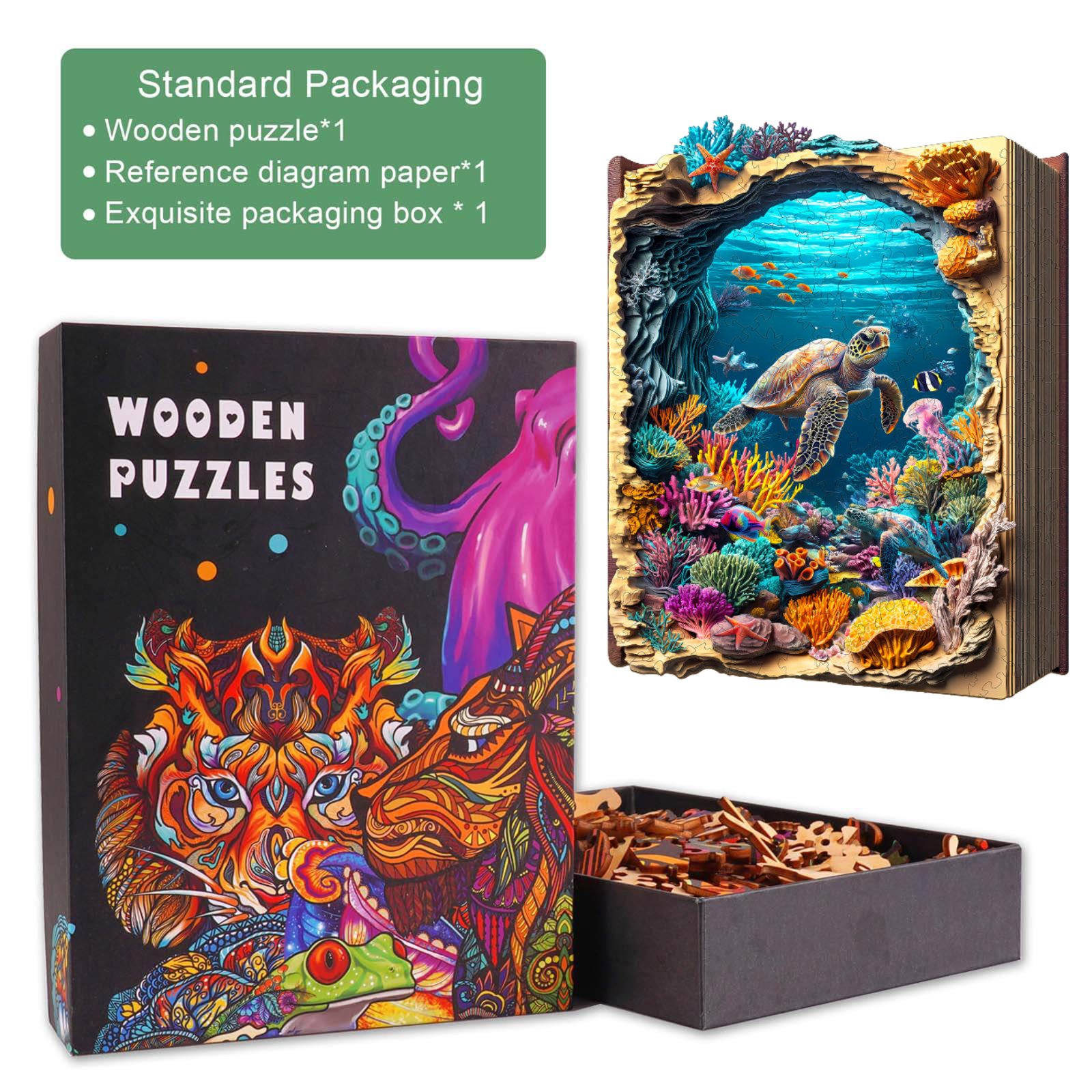 Deep Blue Wooden Jigsaw Puzzle