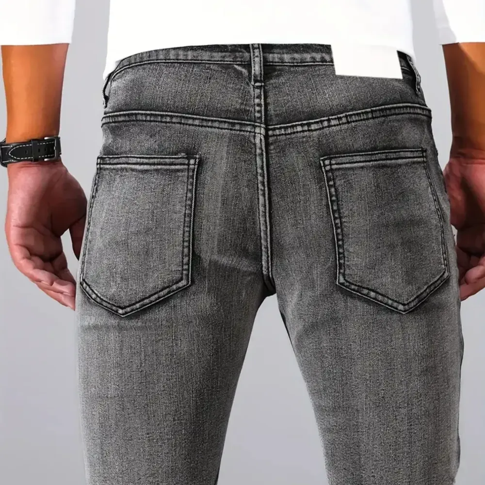 Skinny Fit Denim Jeans Distressed Ripped Patchwork Design Edgy Essential for Urban Street Style Outfits