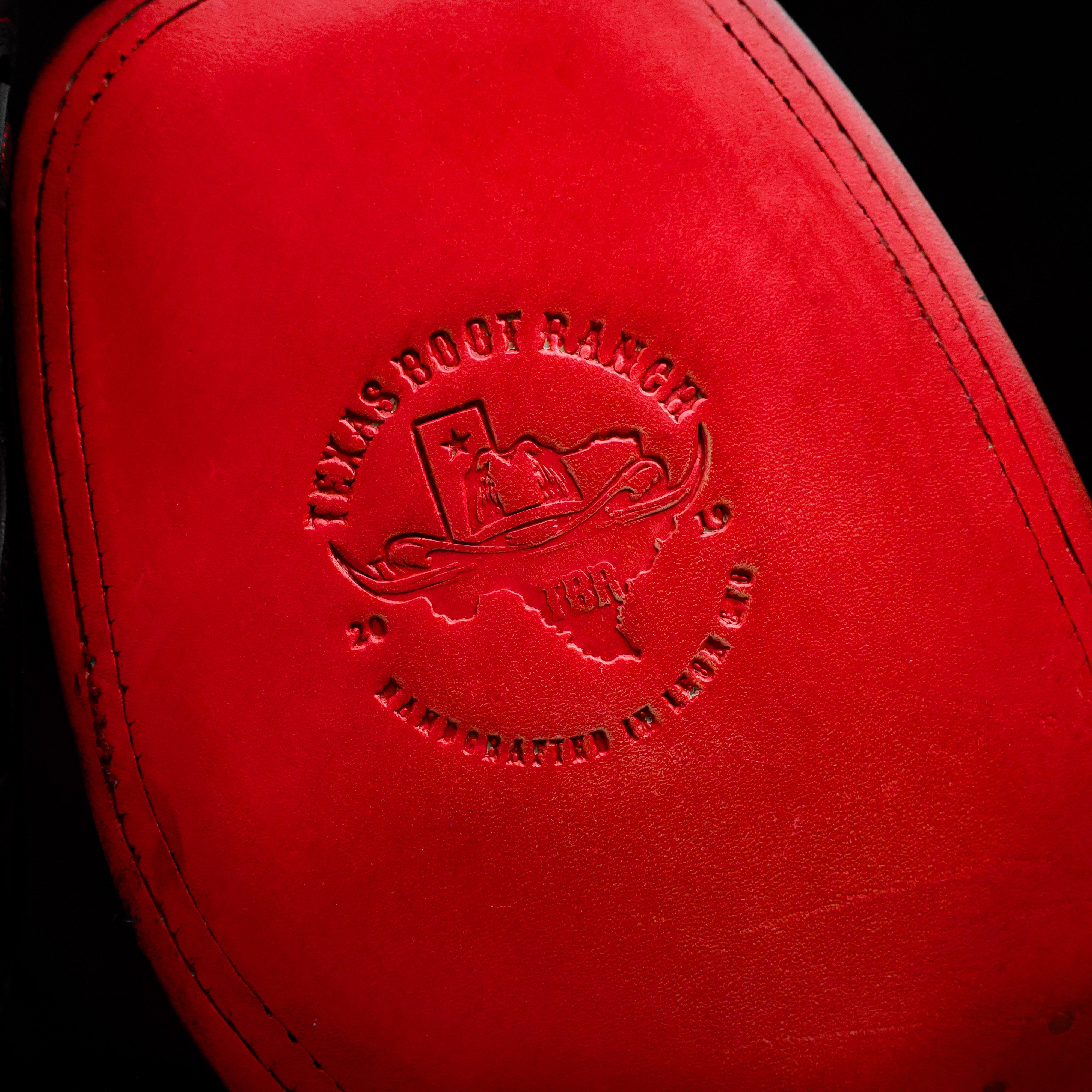 Black/Red Caiman Neck Leather Boots - Square Toe