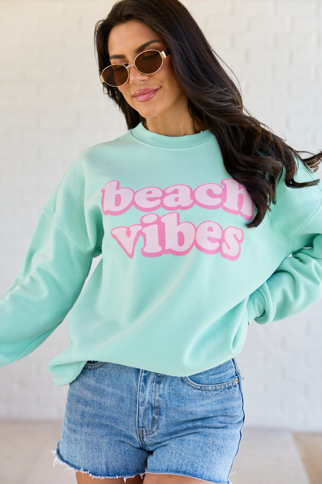 Beach Vibes Mint Graphic Sweatshirt