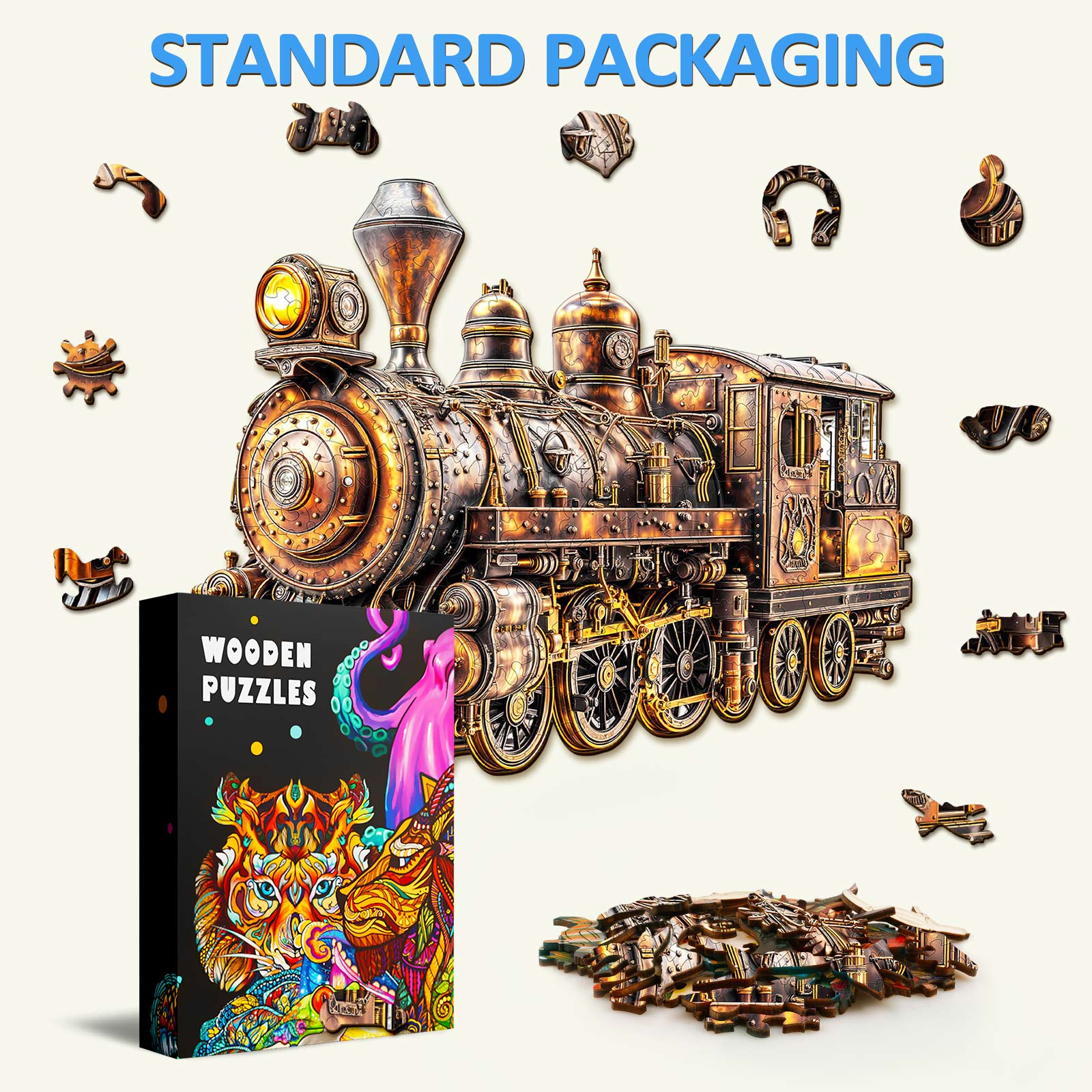 Mechanical Steam Train Wooden Jigsaw Puzzle