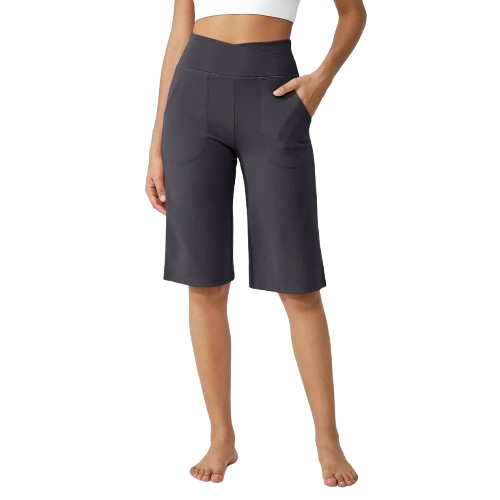 Loose High-Waist Casual Cropped Yoga Pants Shorts Women 14