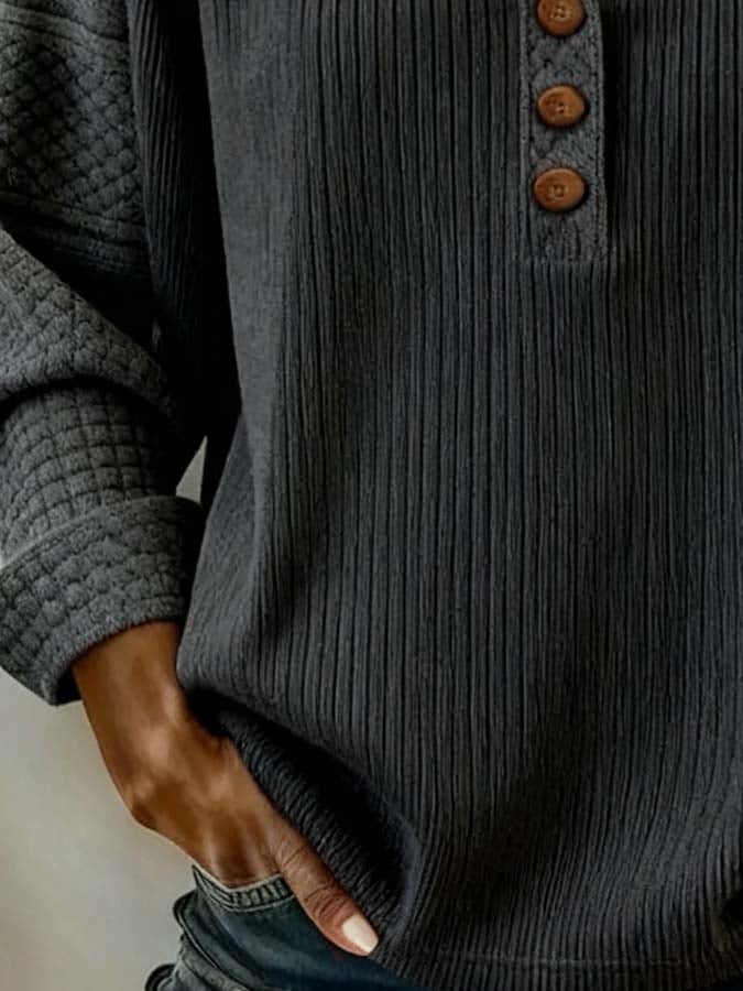Women'S Casual Color-Blocked Pullover Sweatshirt