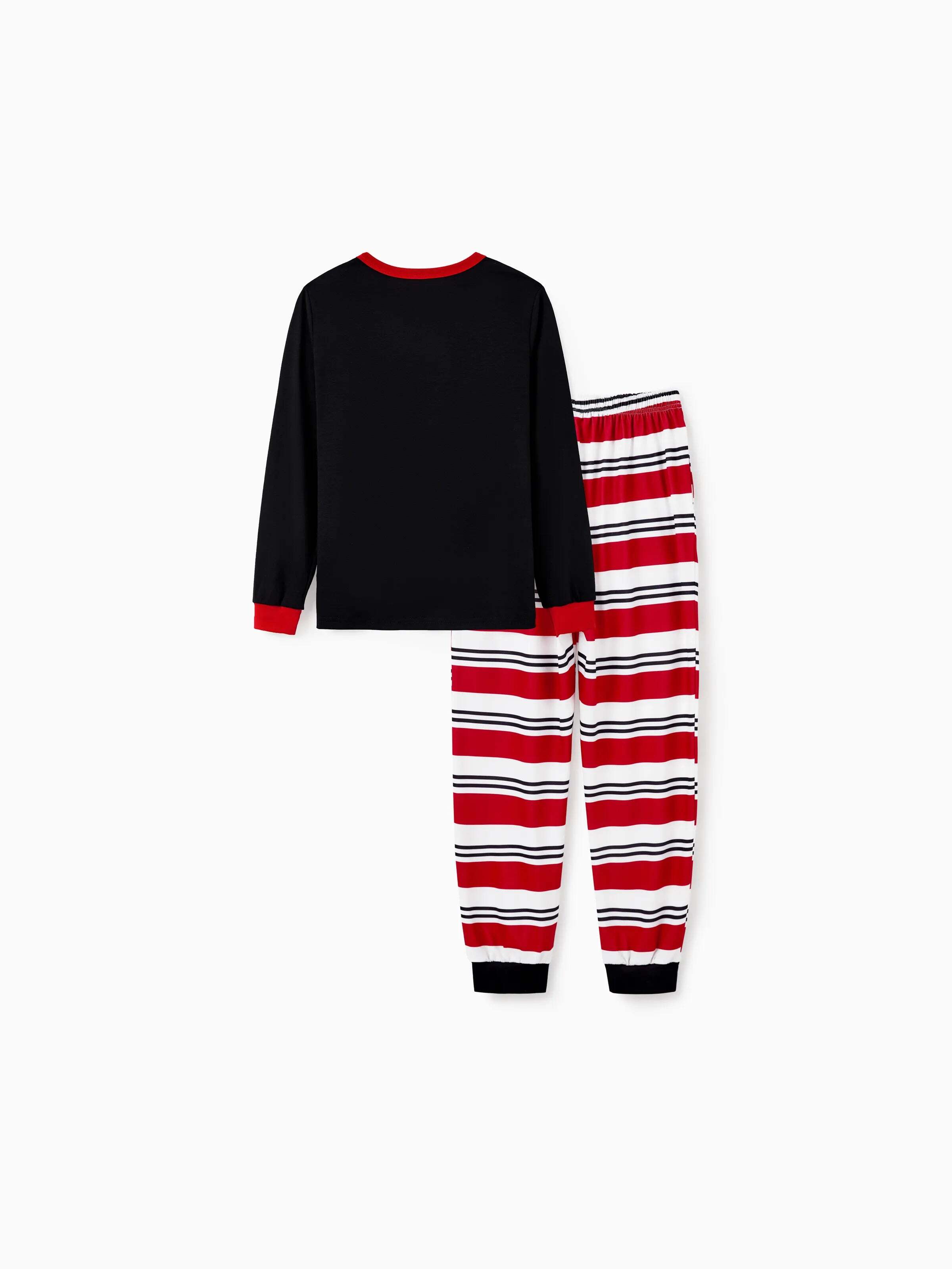Christmas Matching Family Pajamas Set Elf Print PJS with Christmas Socks Black