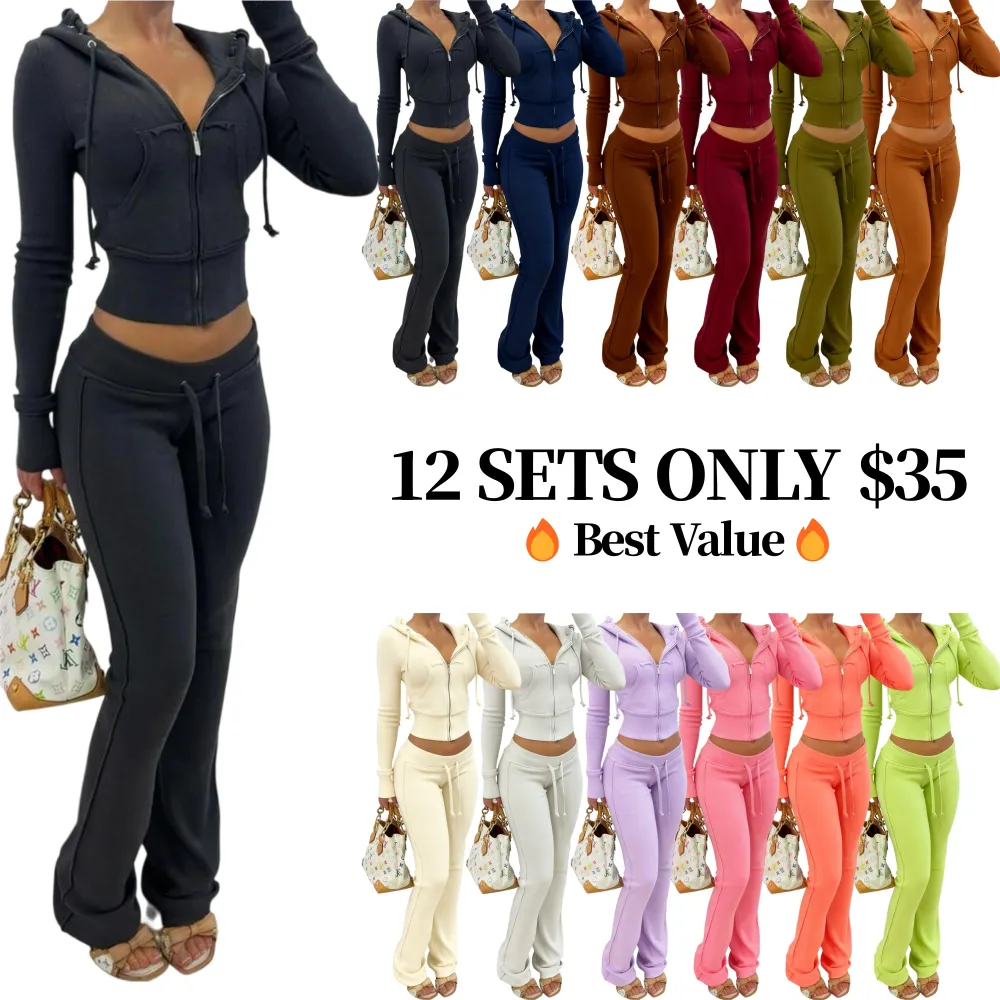 Women's Cropped Zip-Up Two-Piece Set