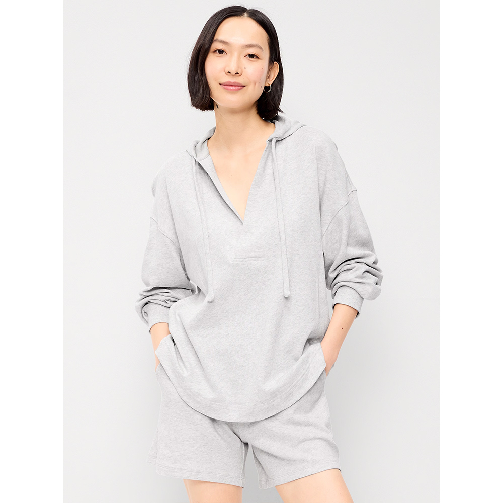 Women's 2 Piece Outfits Oversized Tunic Beach Hoodie  Shorts Set