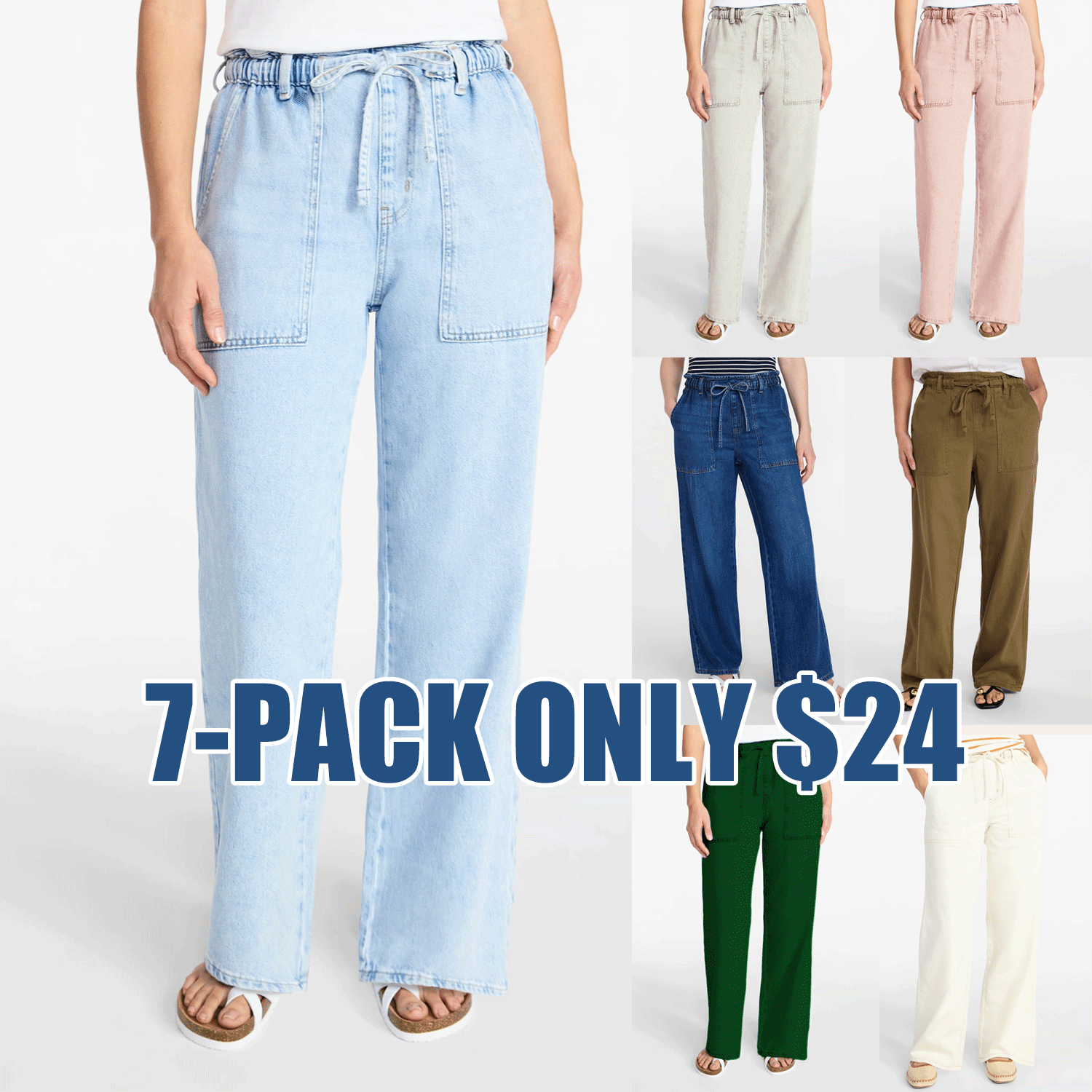 👖Women’s Pull-On Wide Leg Jeans – 30” Inseam Casual Comfort Denim