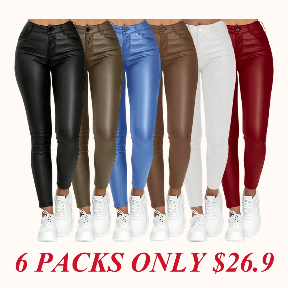 Women's Street Style Solid Color High Waist Skinny Pants