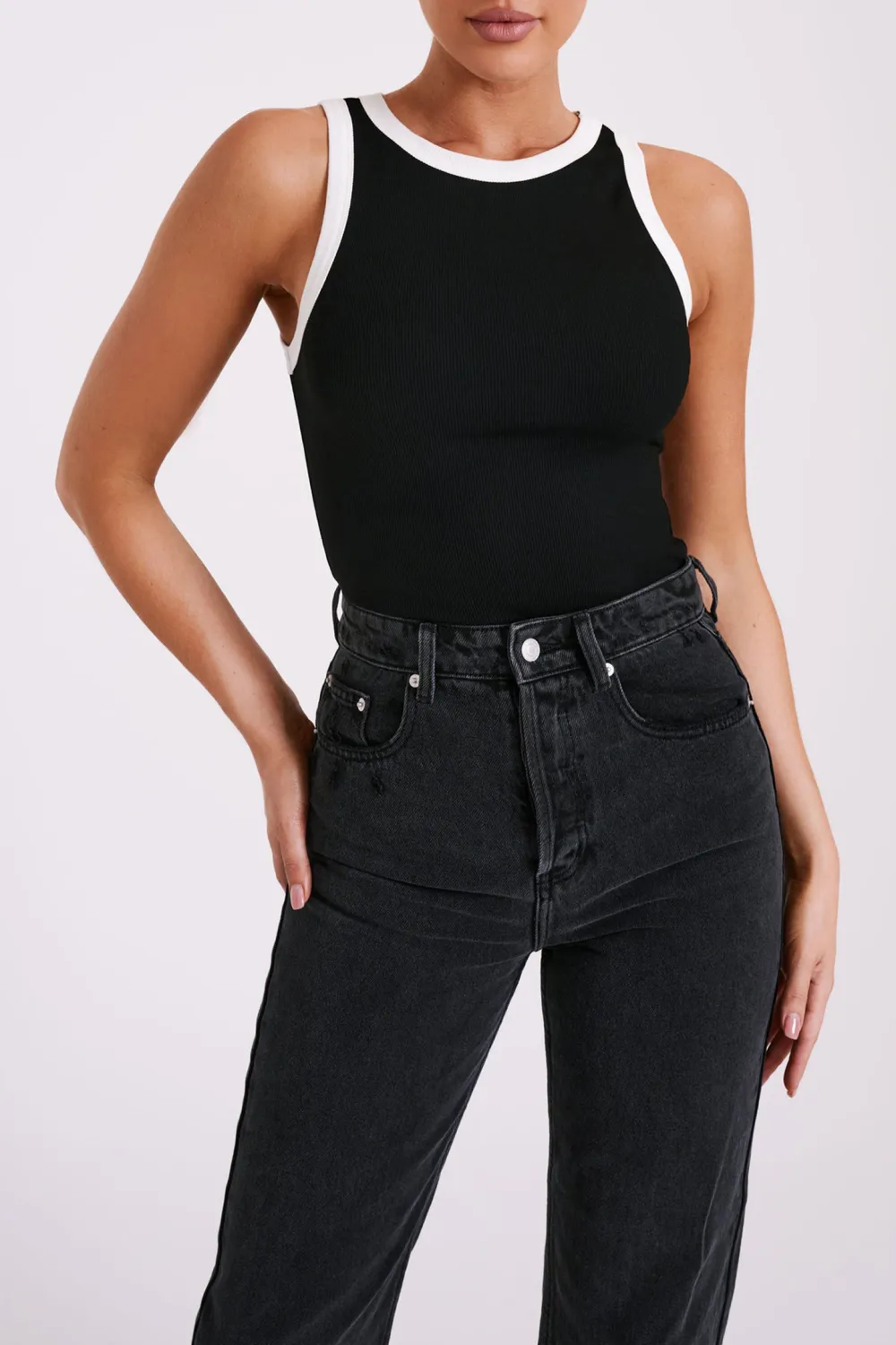 Contrast Ribbed Tank Top