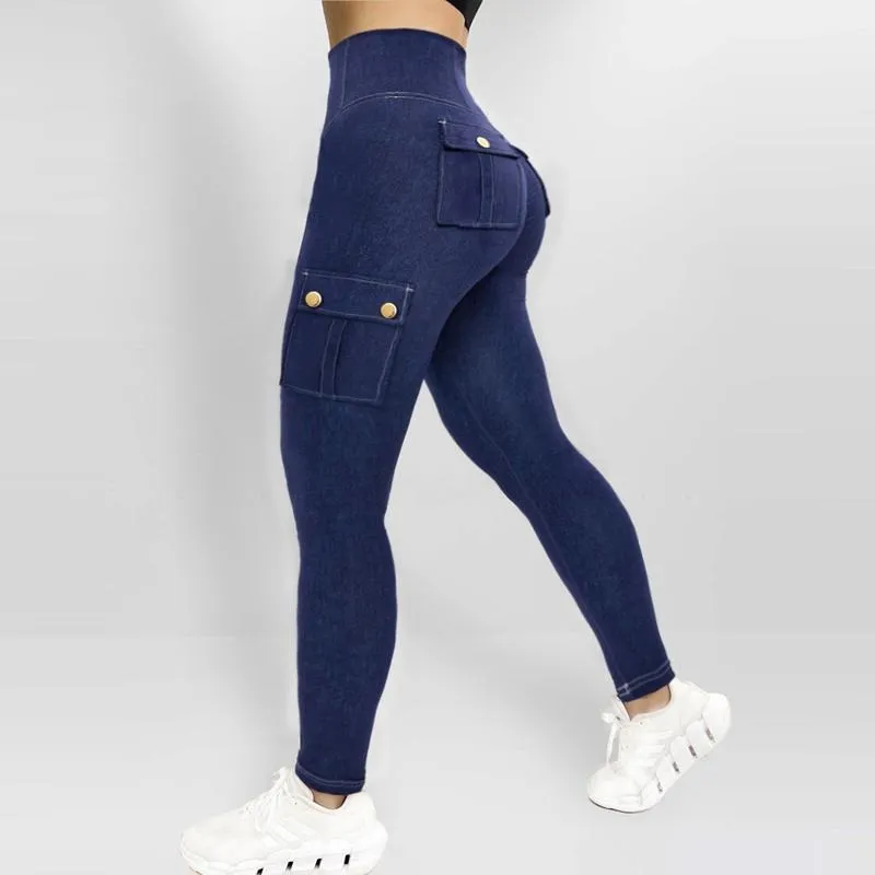 Womens Butt Lifting Leggings with Flap Pockets High