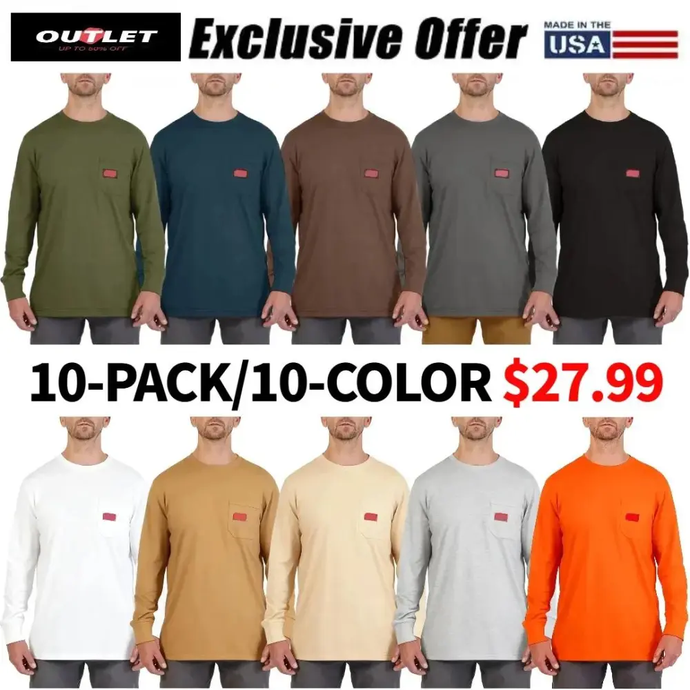 Men's GRIDIRON Cotton/Polyester Long-Sleeve Pocket T-Shirt