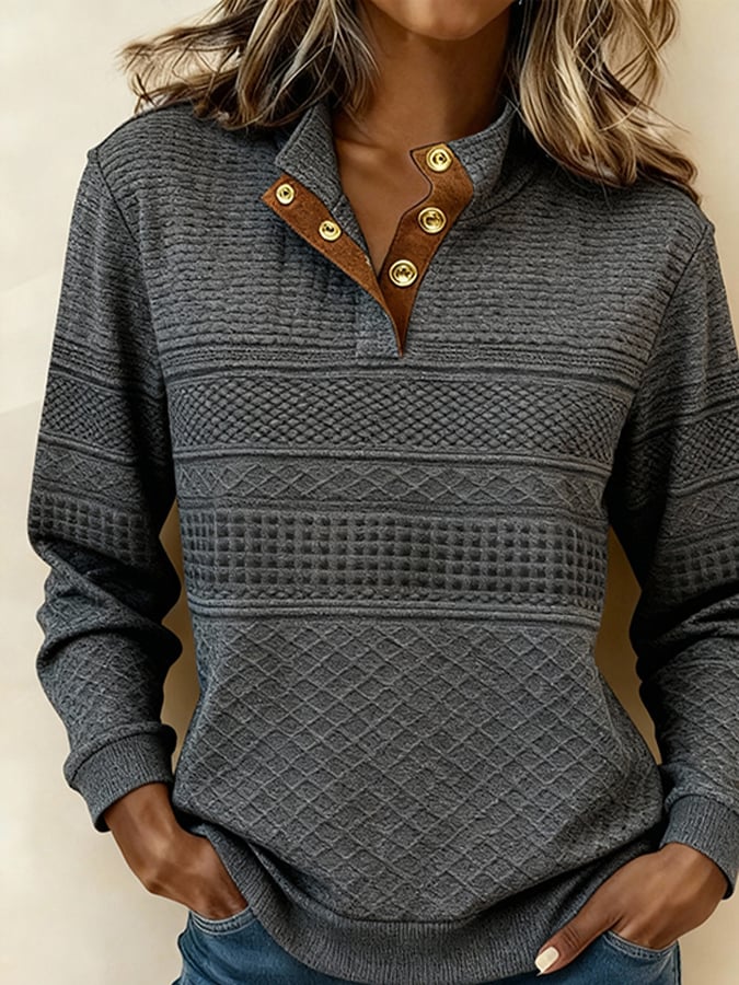 Women'S Casual Color Block Printed Pullover Sweatshirt