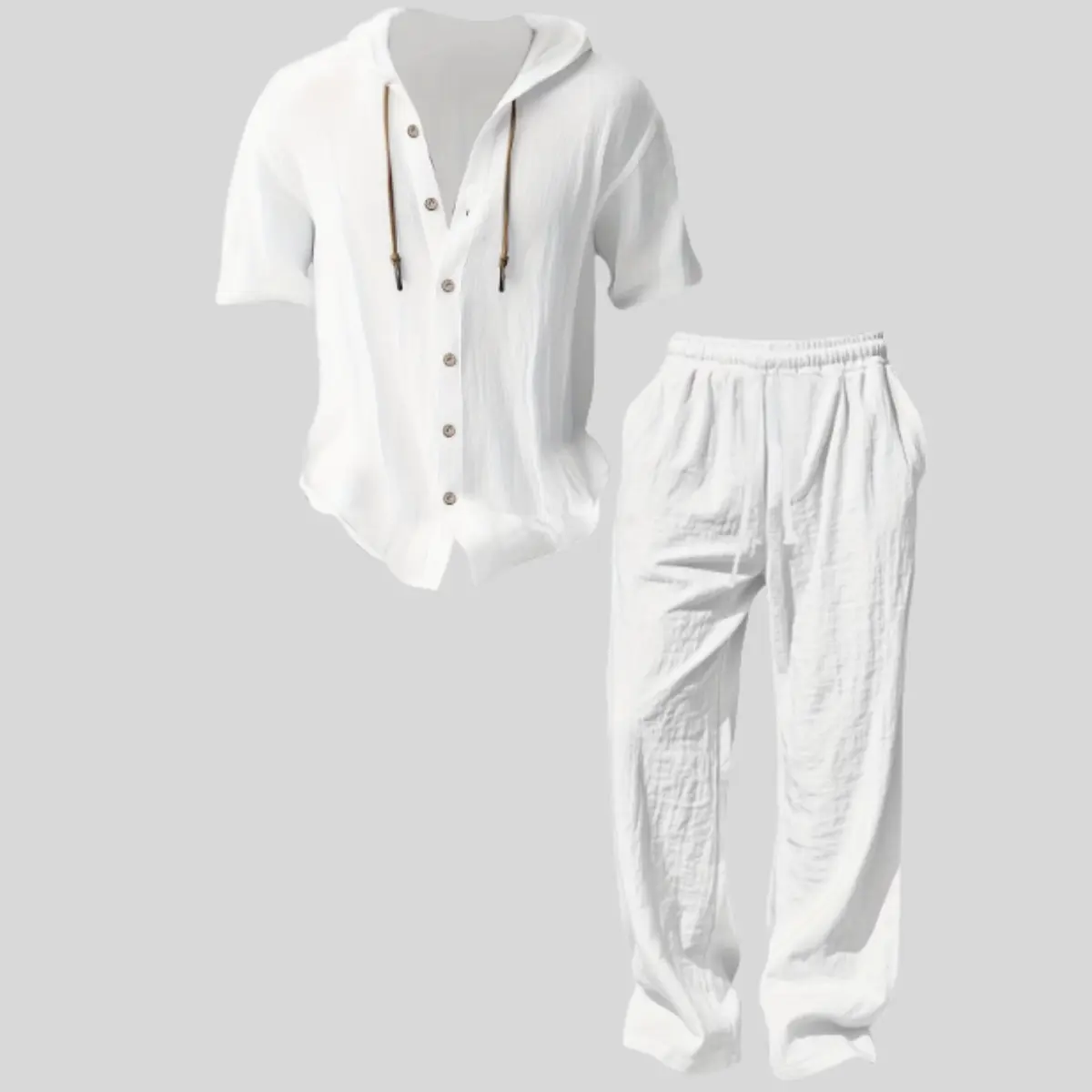 Men’s lightweight two-piece set with a hood, casual vacation style