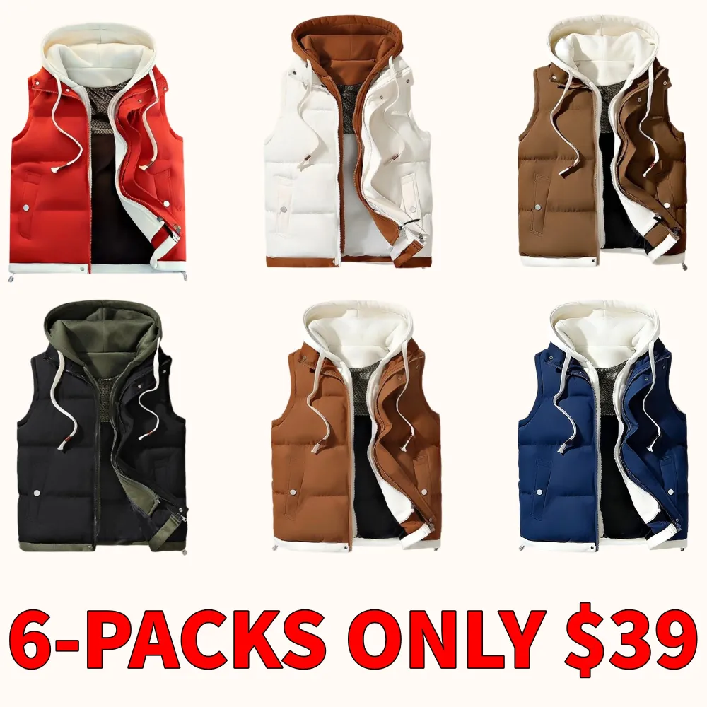 Men's hooded color-block quilted vest