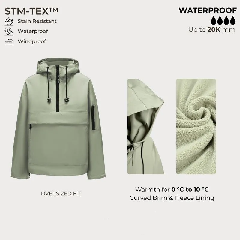 Woman Waterproof Oversized Fall Hoodie Coat Warm Half Zip Rain Jacket