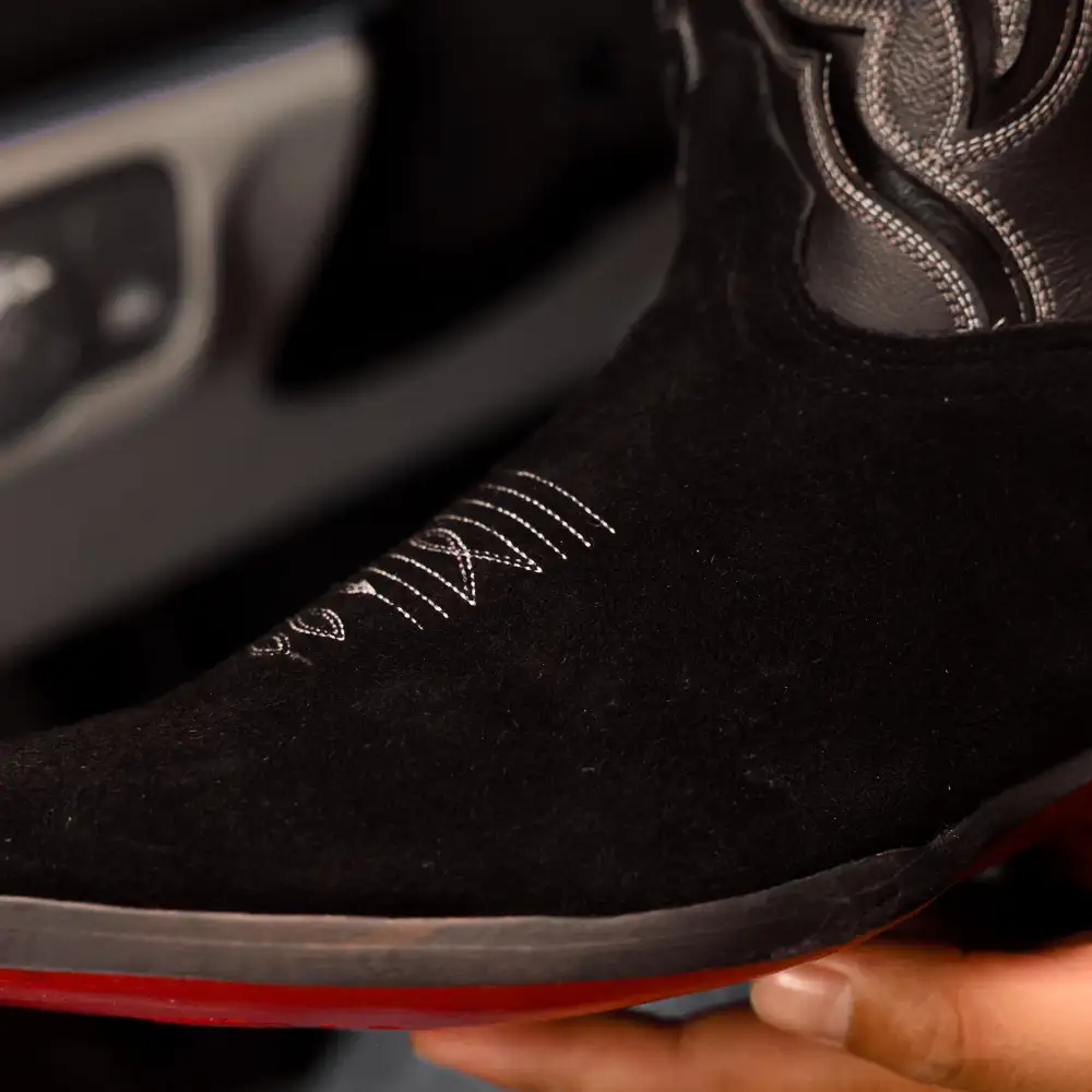 TOTAL BLACK Rough-Out Leather Boots - Square Toe