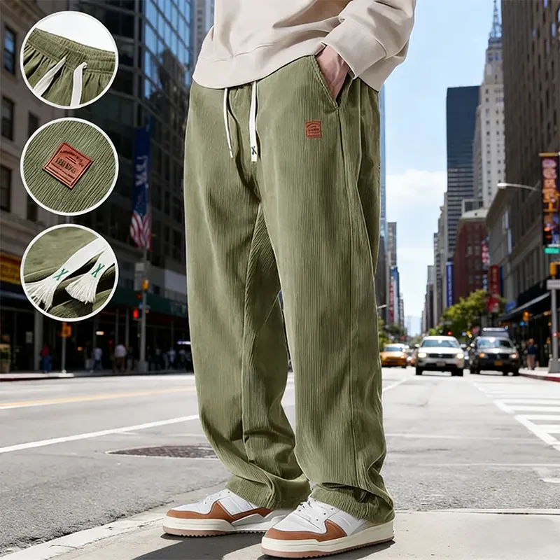 Men's Corduroy Straight-Leg Sweatpants