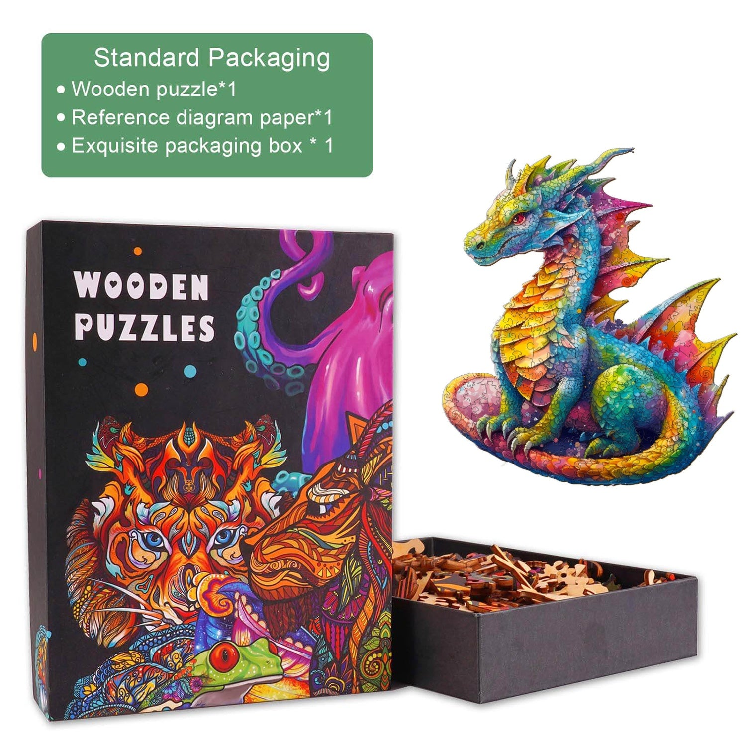 Colorful Dragon Wooden Jigsaw Puzzle
