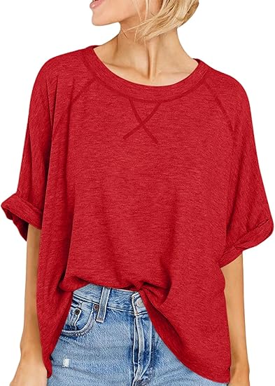 Womens Oversized Tshirts Casual Summer Tops Short Sleeve Loose Fit Tunic T Shirts
