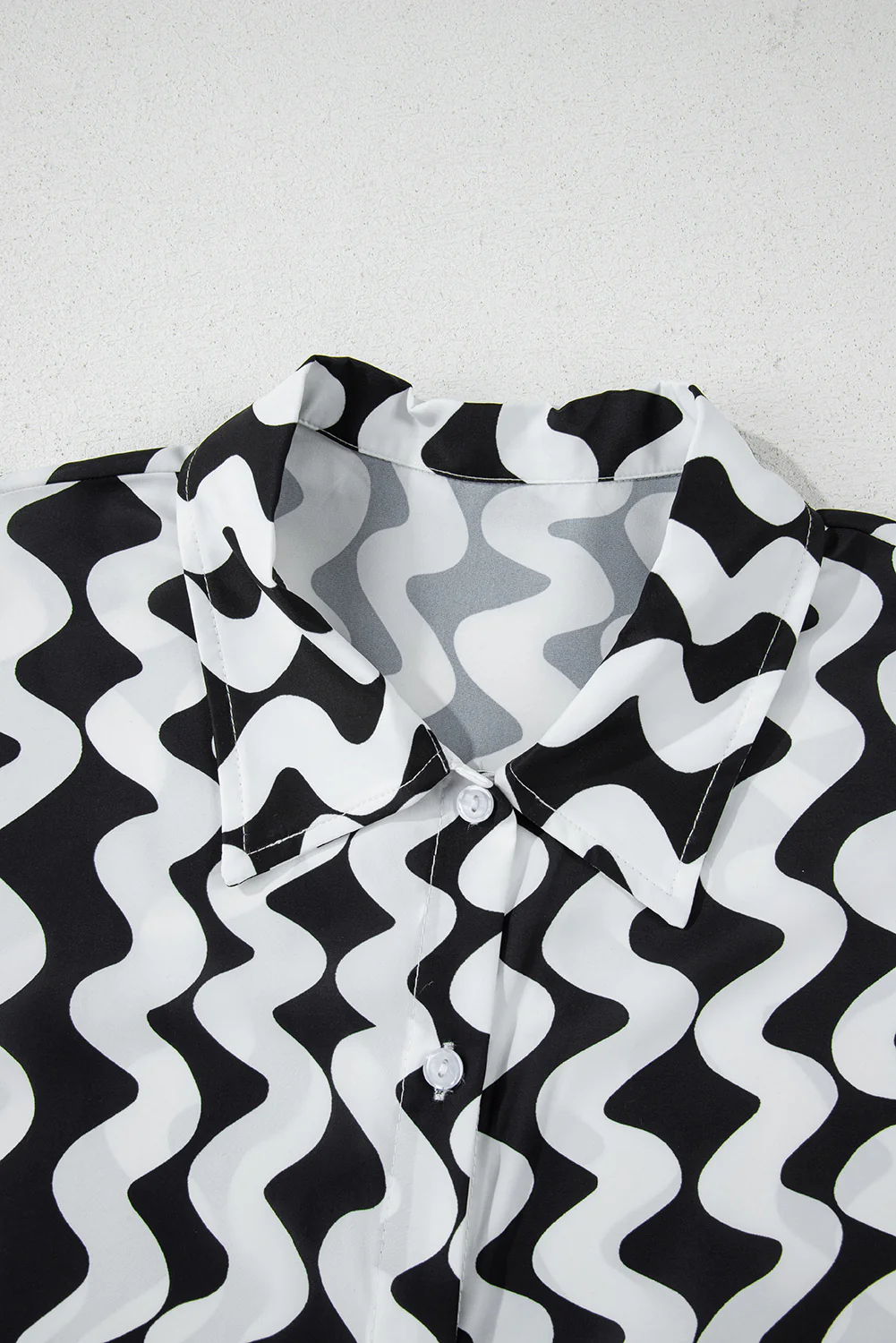 Black Stripe Print Loose Fit Open Front Beach Cover Up