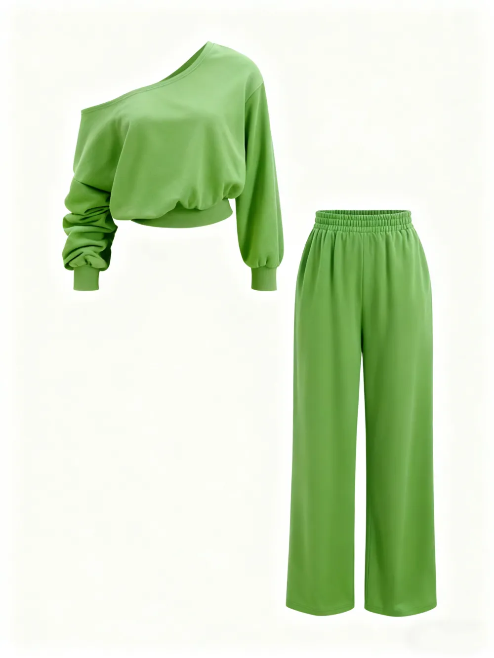 Women's Casual Drop Shoulder Top & Wide Leg Pants Set