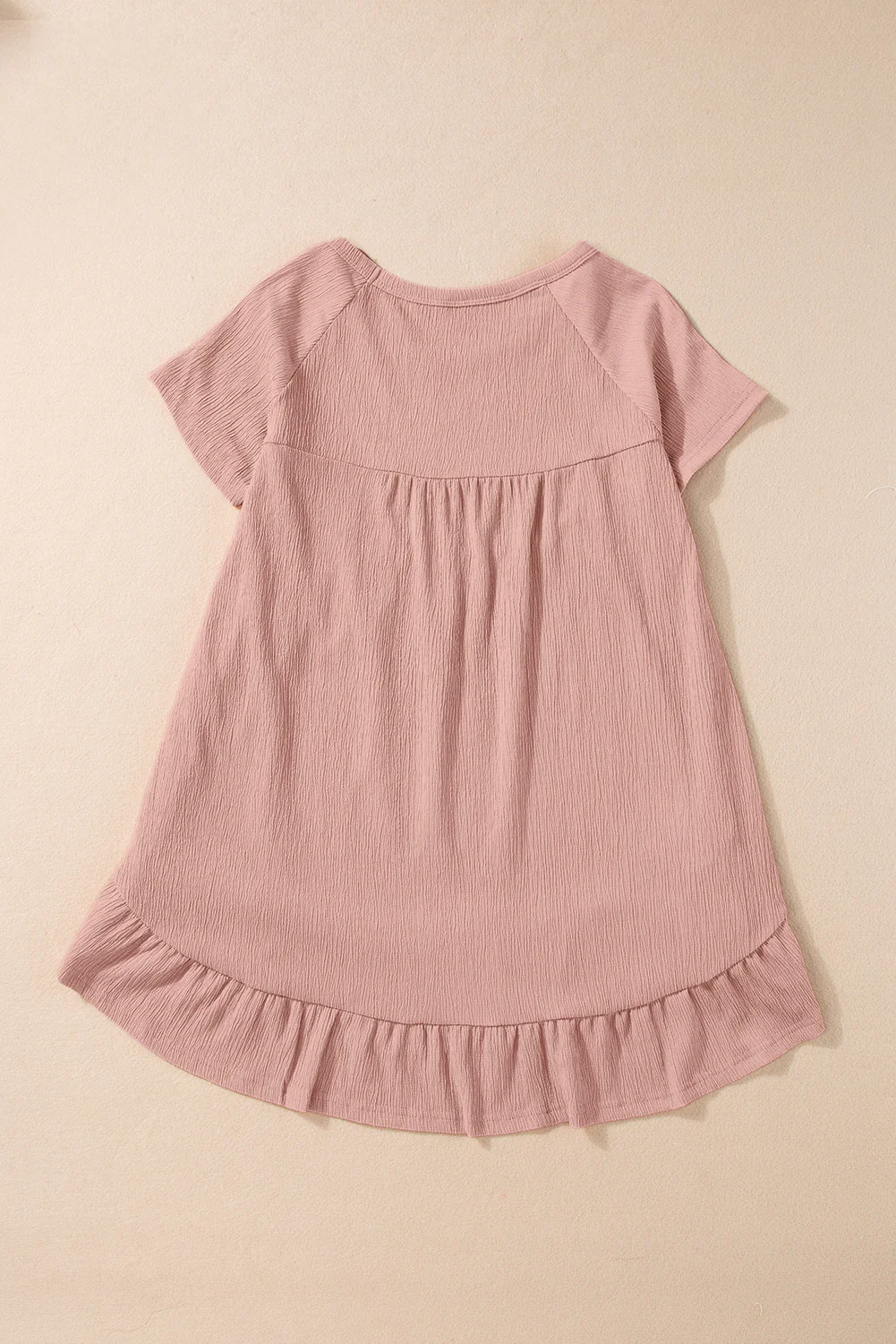 Solid Short Sleeve Ruffle Hem Top