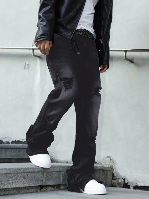 Men's Fashion Jeans, Loose Straight Casual Pants, American Retro Style, Slight Flare Design