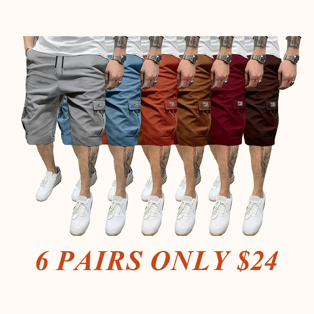 Men's cargo shorts, diagonal pockets, versatile casual wear