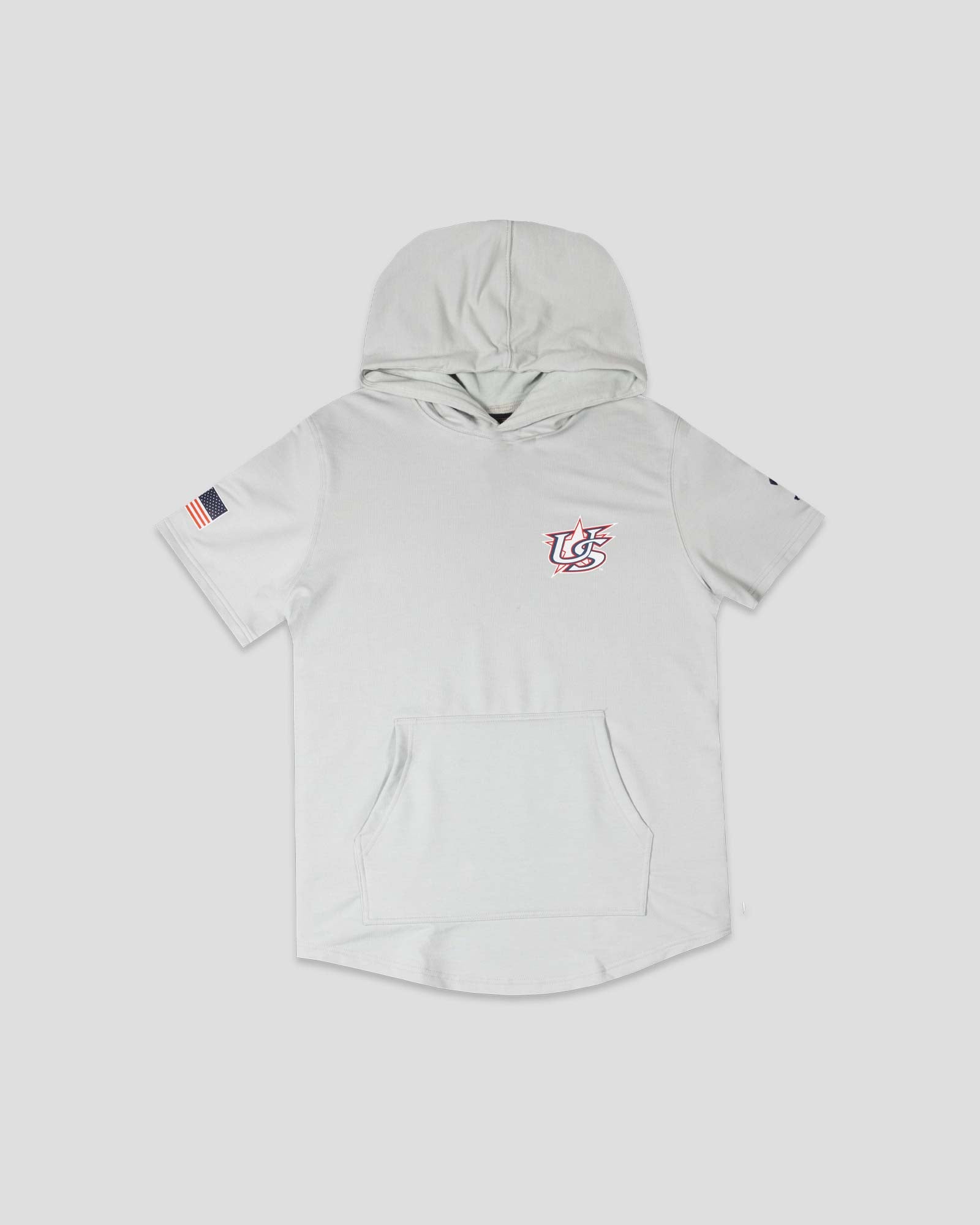 Short Sleeve Youth Hoodie (Grey) - Baseballism x USA Baseball