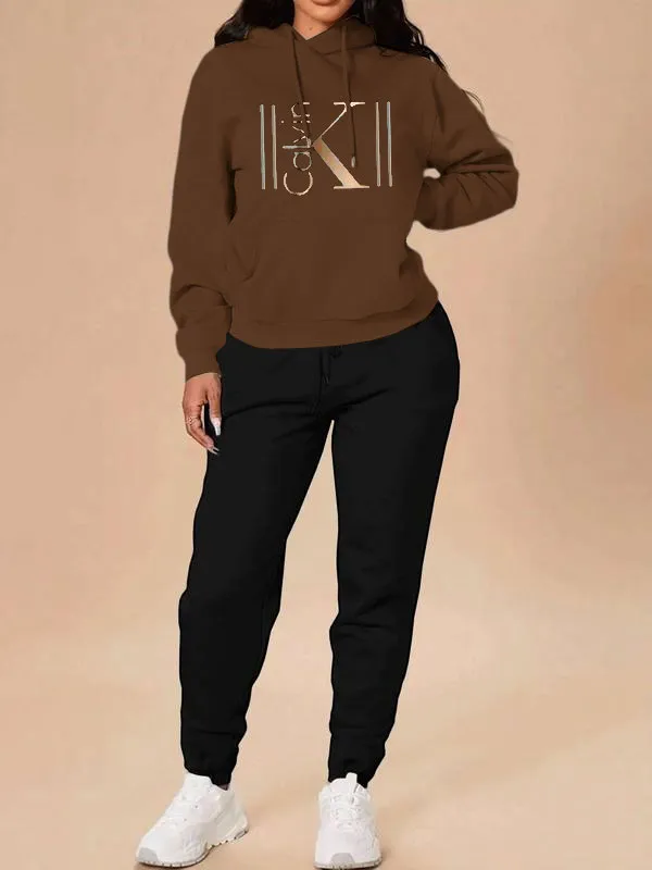 Women's Casual Hooded Sweatshirt Set