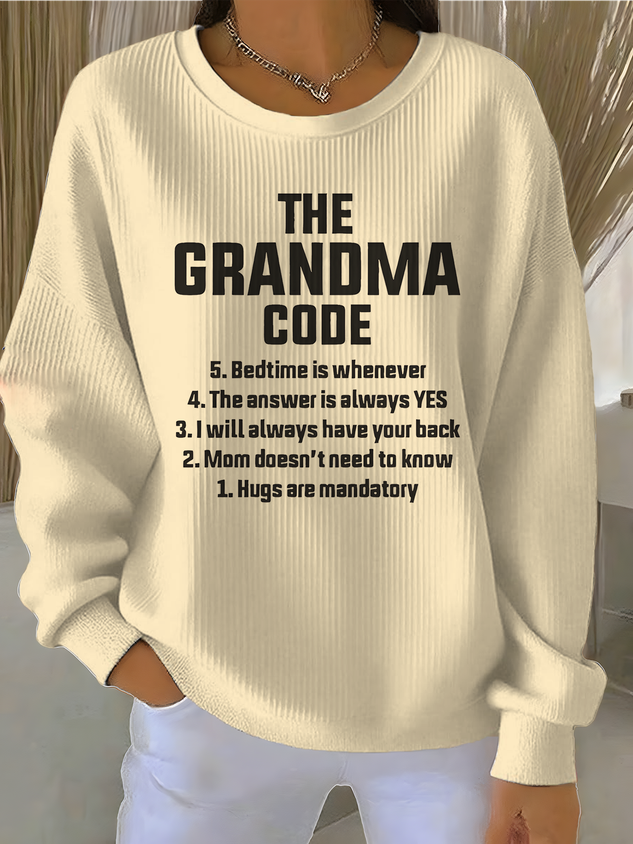 Cotton-Blend Crew Neck Letter Pattern Vintage Sweatshirt