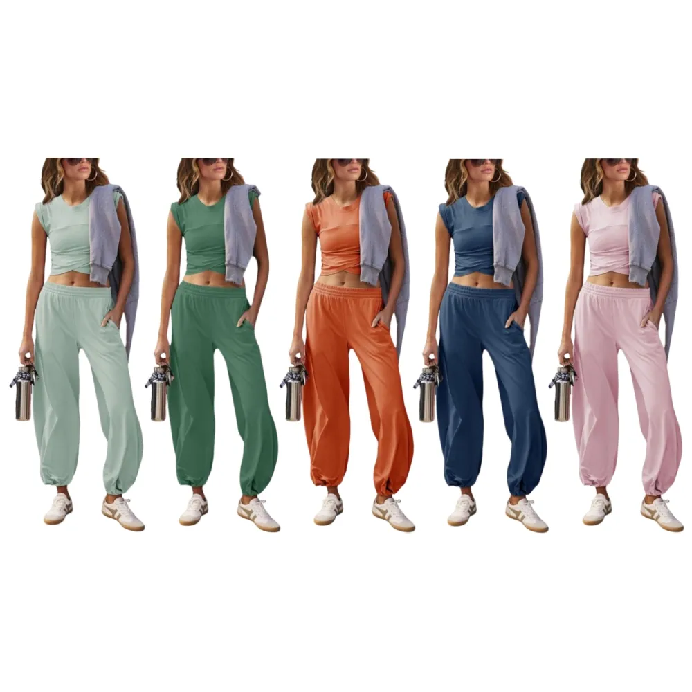 Women's Two-Piece Casual Suit Short Top (Under $3 a set!)