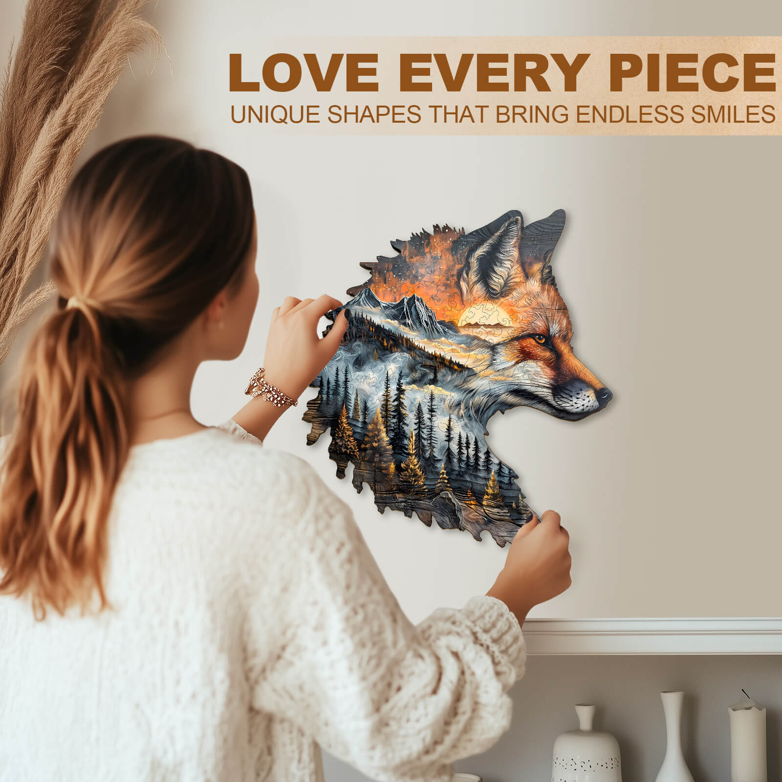 Sunset Fox Wooden Jigsaw Puzzle