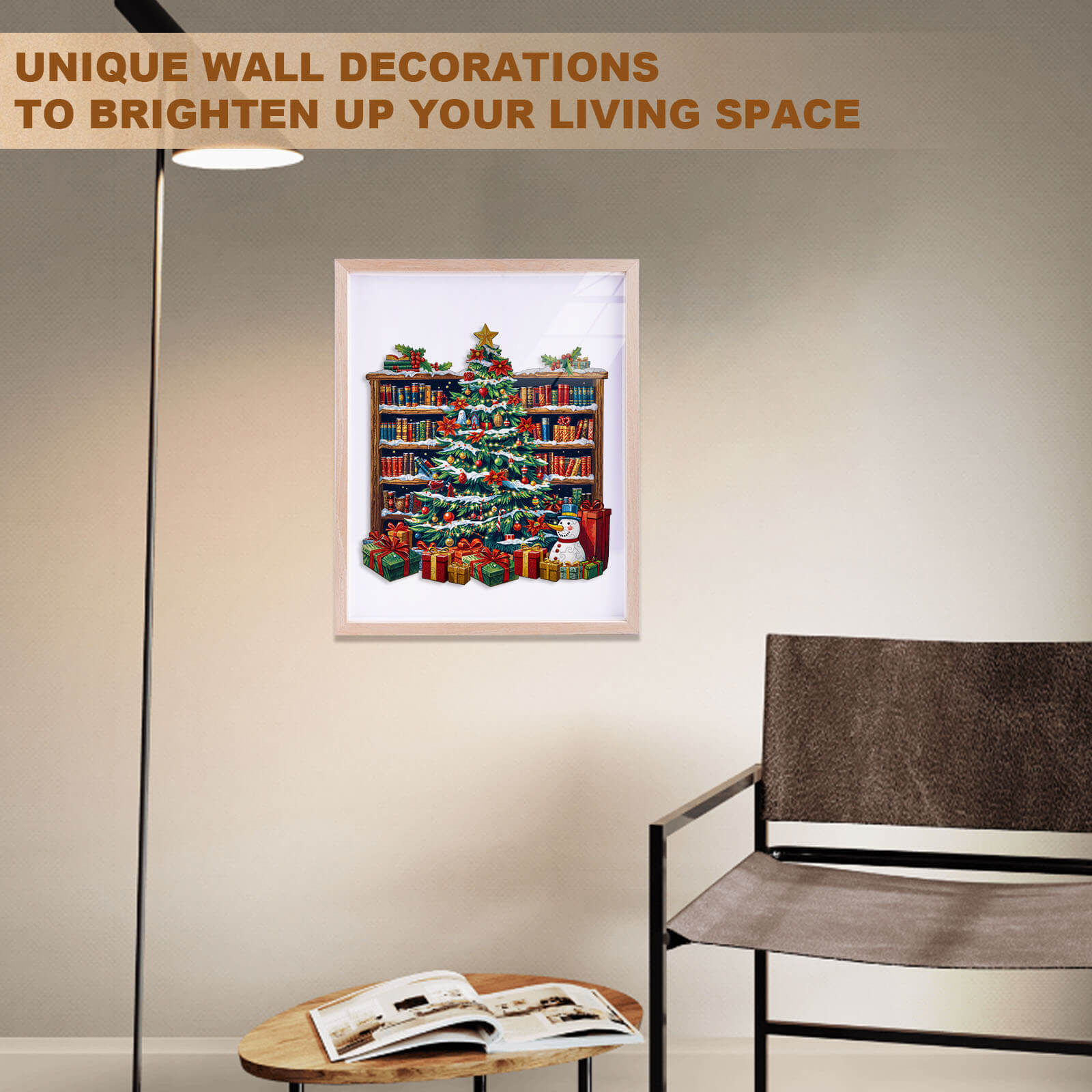 Christmas bookshelf Wooden Jigsaw Puzzle