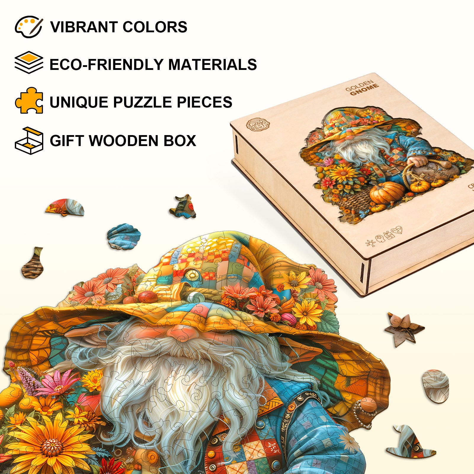Golden Gnome Wooden Jigsaw Puzzle