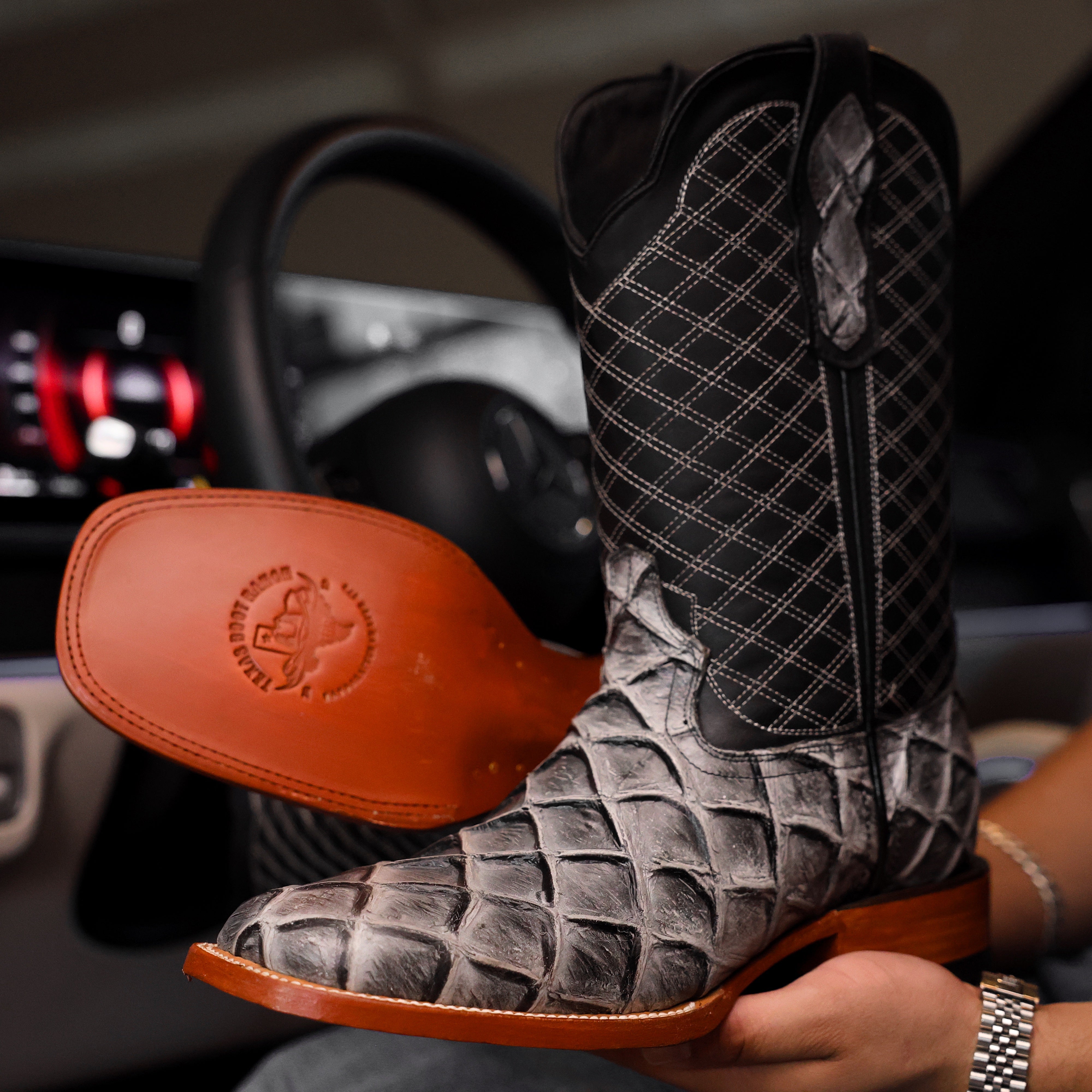 Eclipse Pirarucu Leather Boots - Square Toe