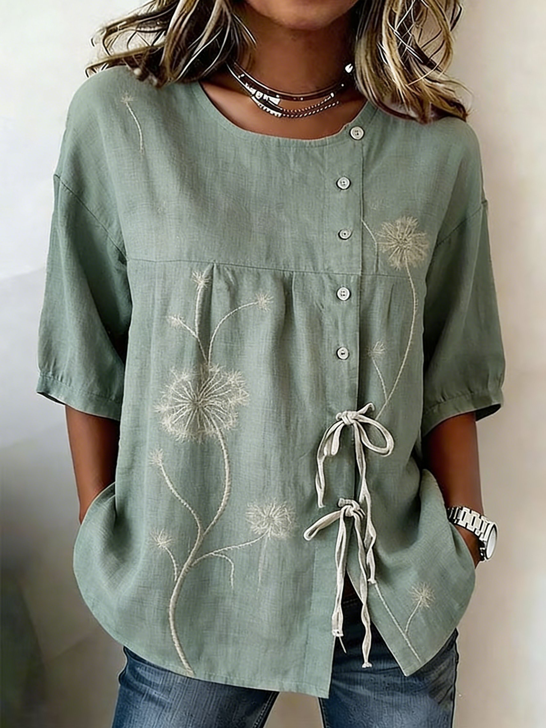 Women's Retro Floral Print Top- Fast Shipping