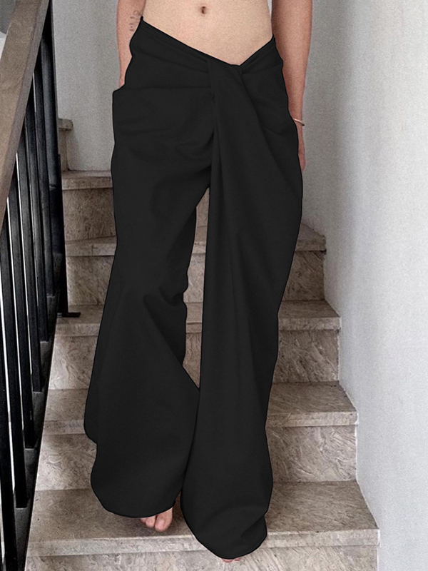 Irregular Twist Waist Casual Pants