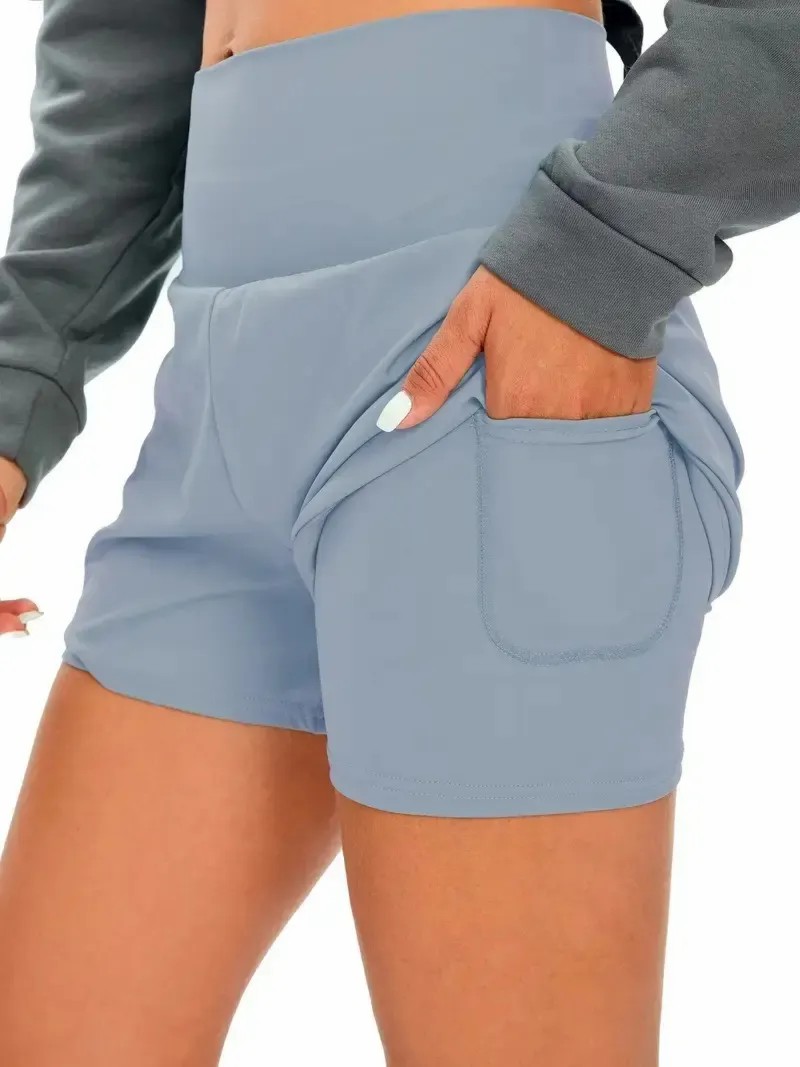 💝Last day promotion-⏰[2-in-1 Anti-Exposure Sports Shorts] Women's 2-in-1 Sports Shorts, Anti-Exposure Running Shorts With Pockets 5''-Longer Length