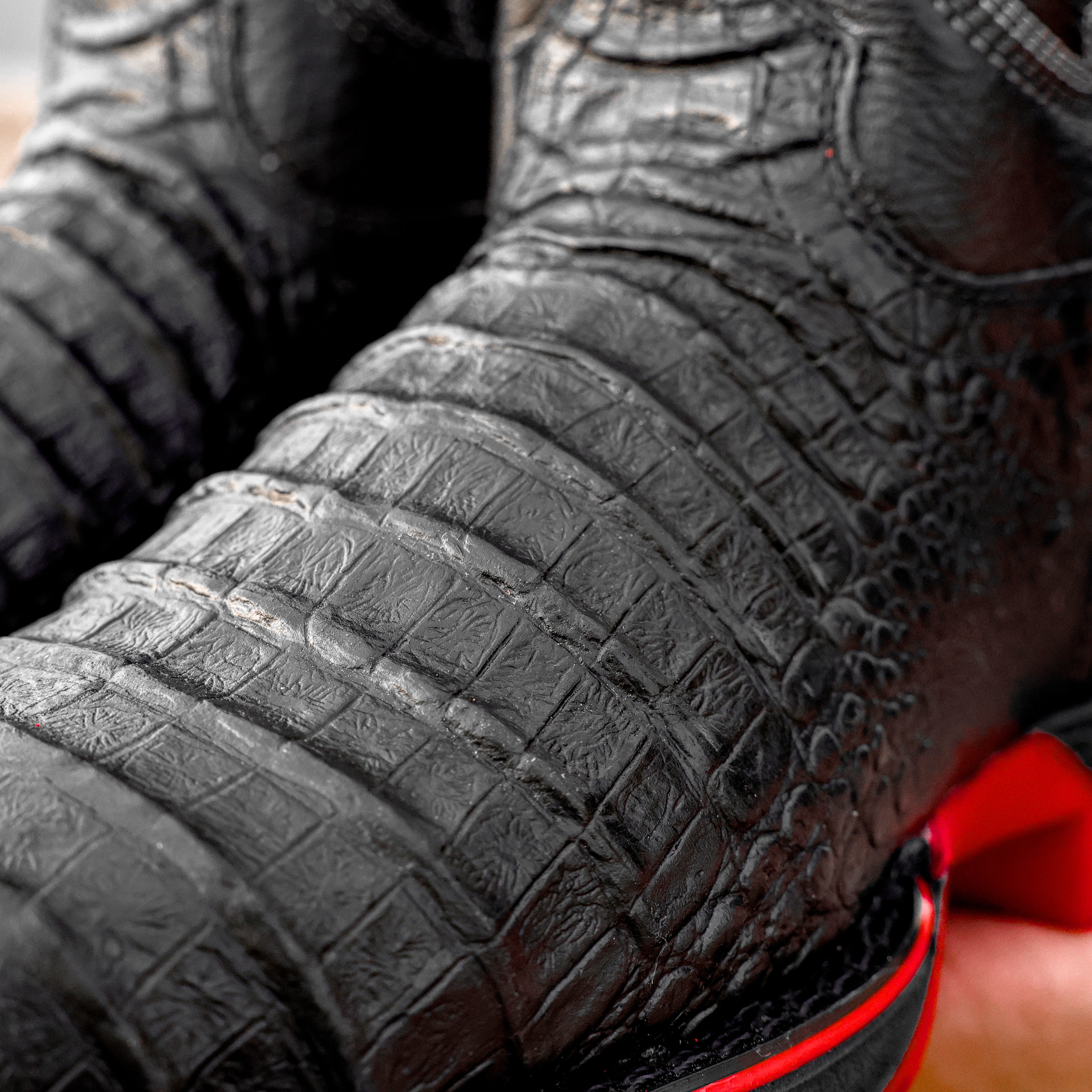 Black Caiman Belly Leather Boots - Composite Toe