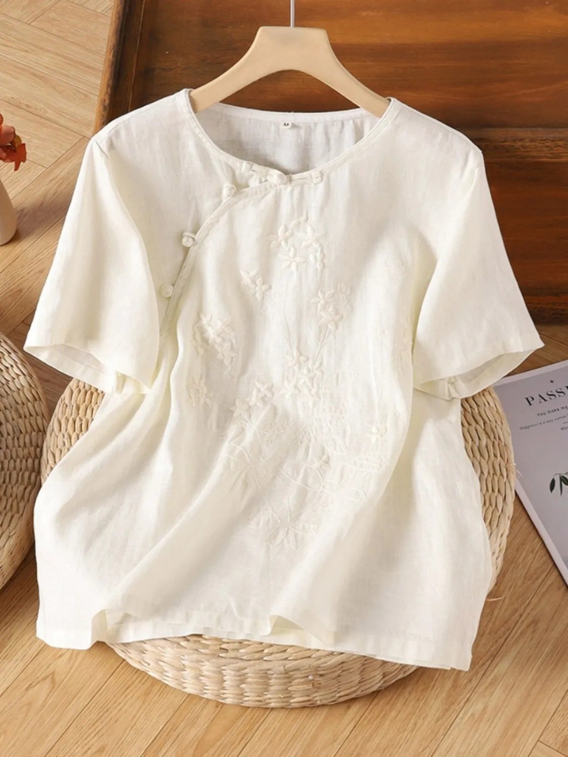 Women Embroidered Cotton Linen Tops- Fast Shipping