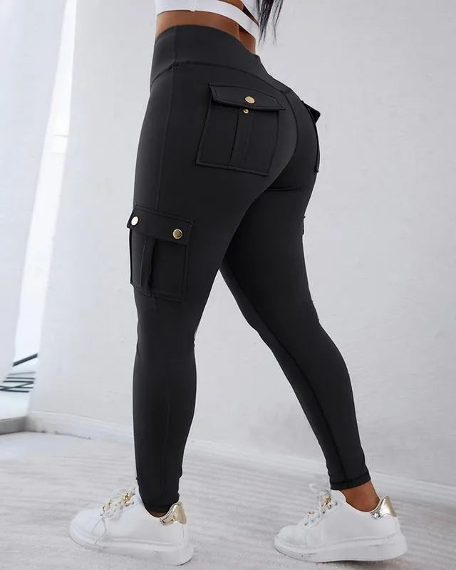 Womens Butt Lifting Leggings with Flap Pockets High