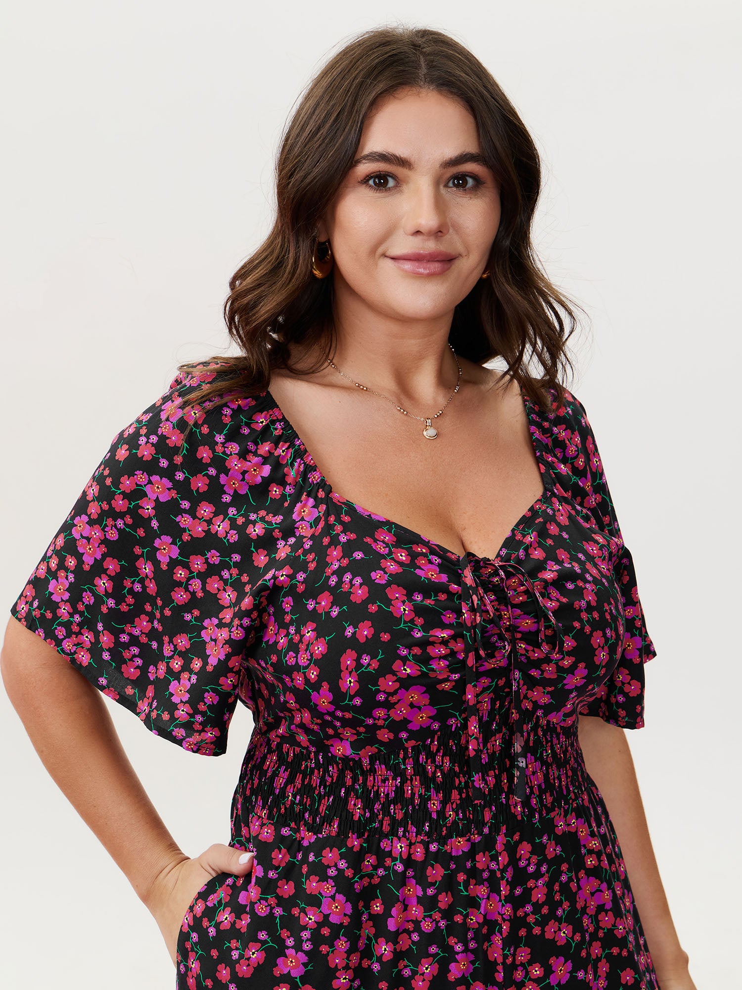 Floral Romance Shirred Waist Jumpsuit