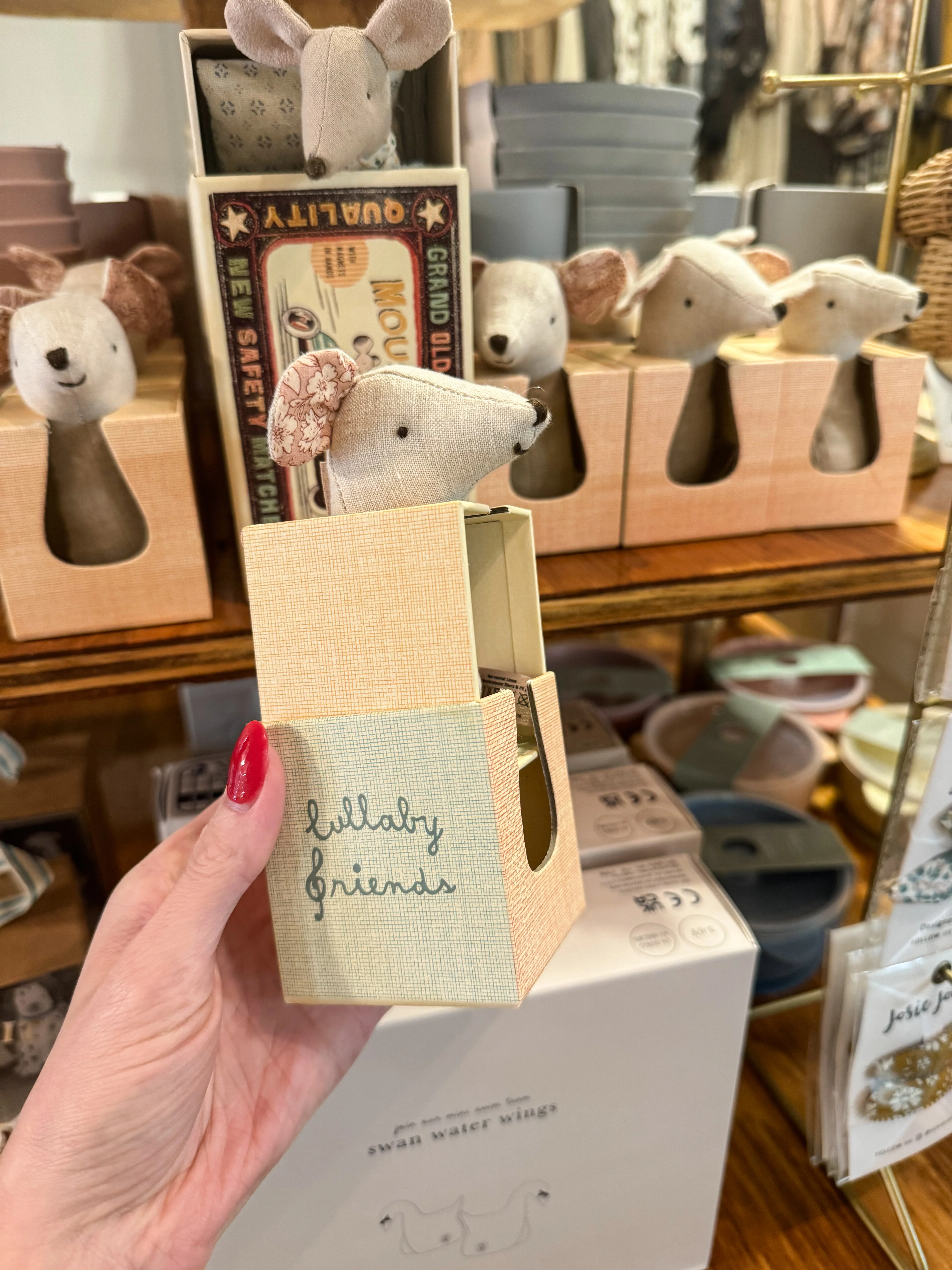 Lullaby Friend Rattles, Mouse - Natural