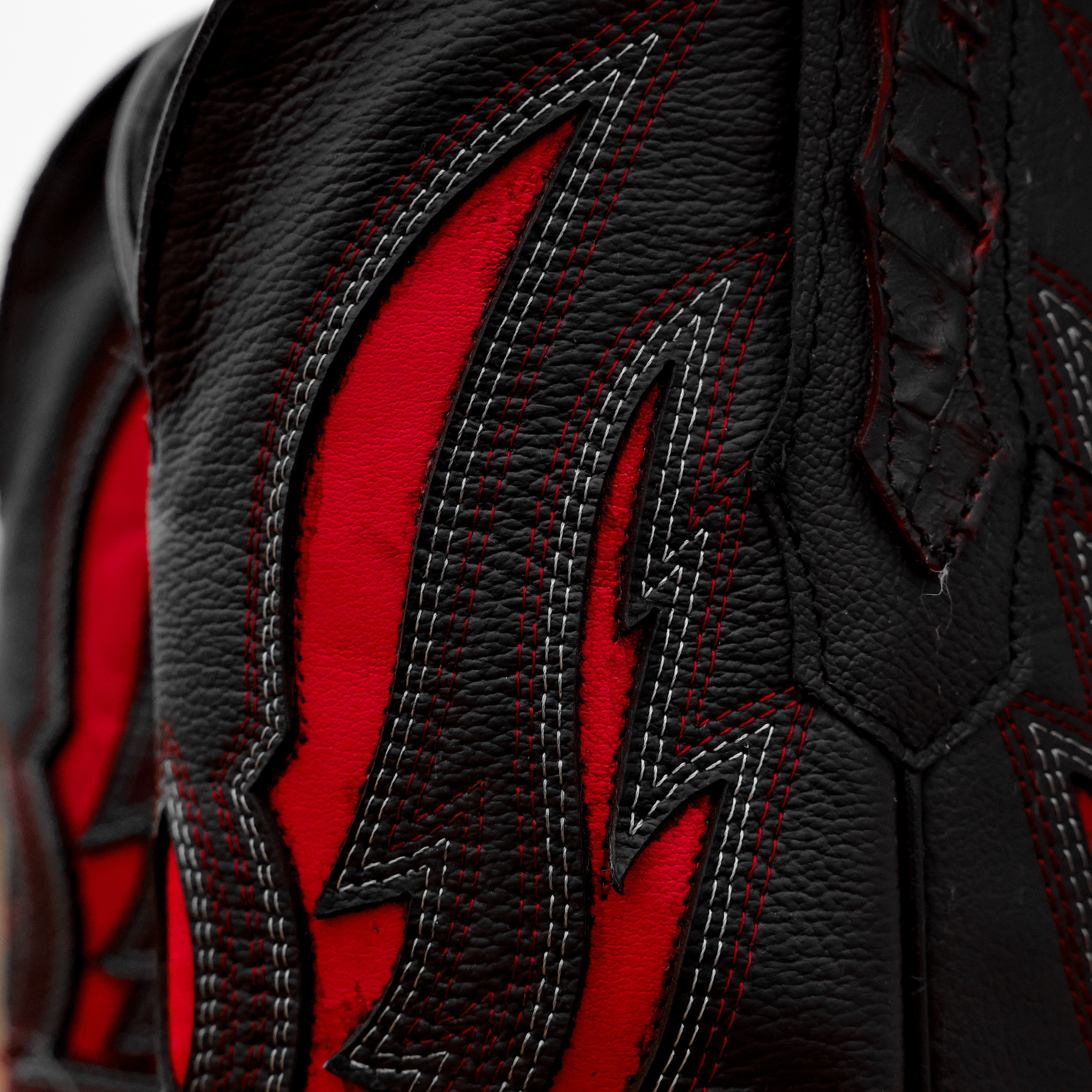 Black Cherry Caiman Hornback Leather Boots - Square Toe