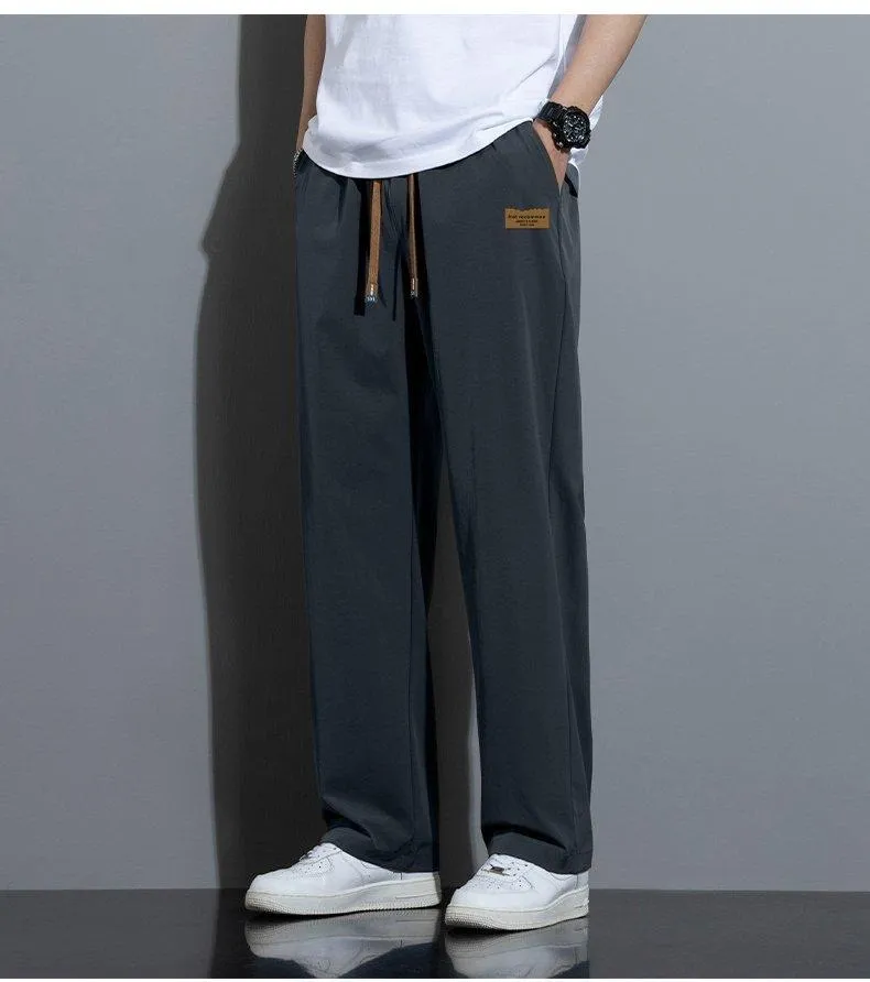 Men’s Casual Lightweight Ice Silk Jogger Pants with Drawstring Waist — Machine washable