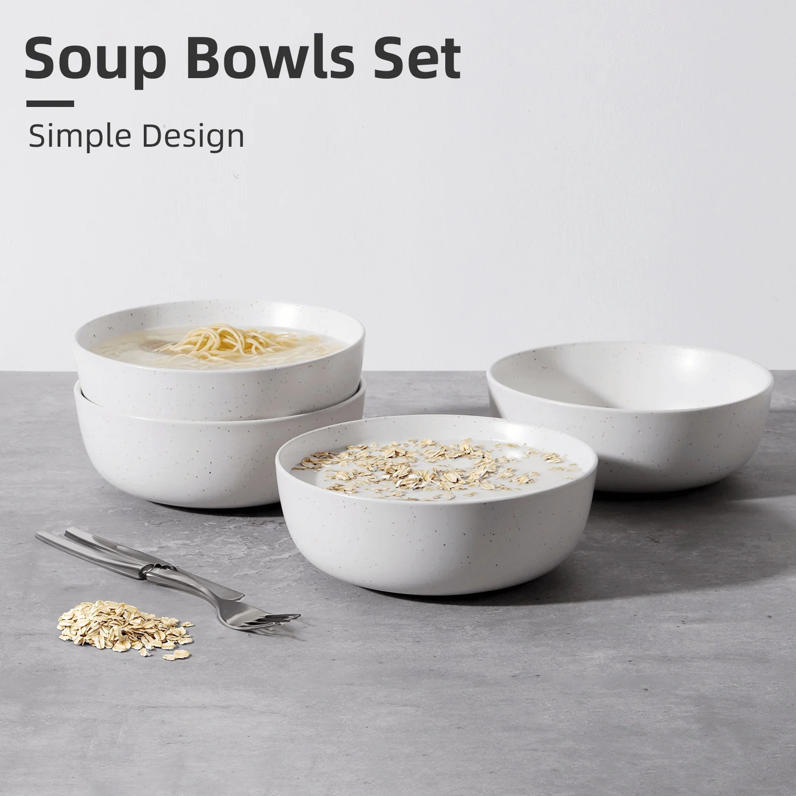 4PC Ceramic Bowl Set 27oz