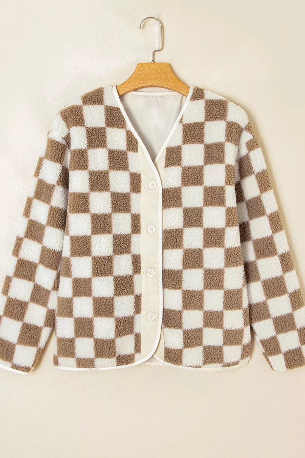 Oversized Checkered Sherpa Jacket - Cozy Style & Comfort
