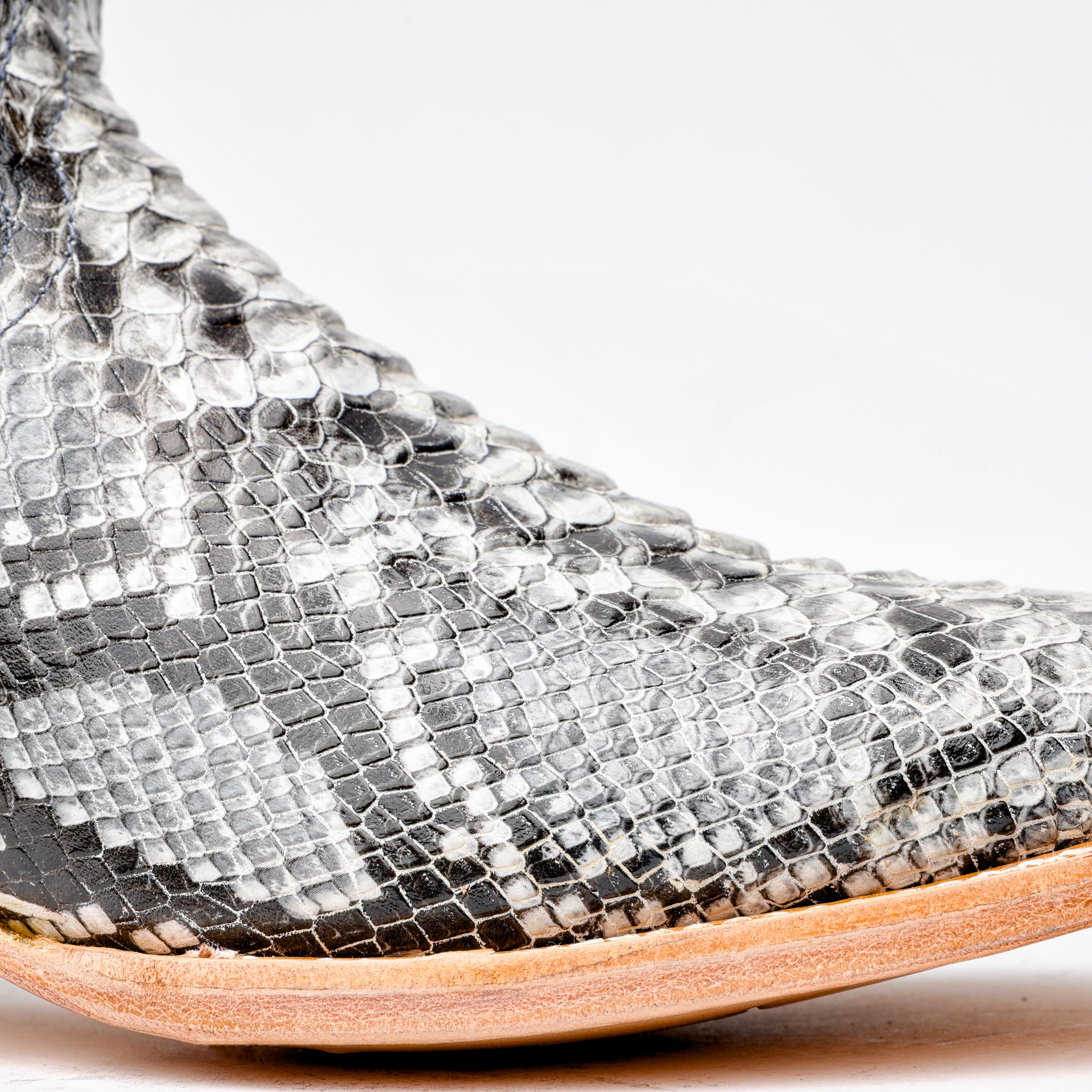 Natural Python Leather Boots - Square Toe