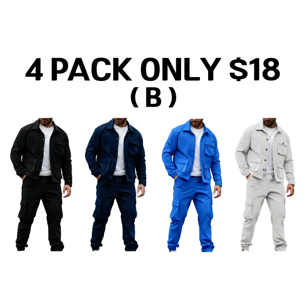 Men's Casual Solid 2-Piece Shirt & Pants Set (Long Sleeve, Spring & Fall)